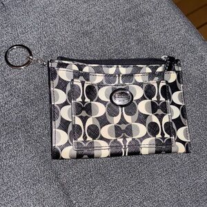 Coach Monogram Black and Cream Pouch